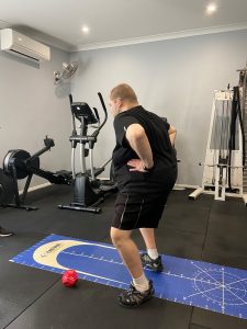 Nathan doing his exercises